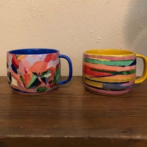 Anthropologie Mugs (2) Abstract and Colorful